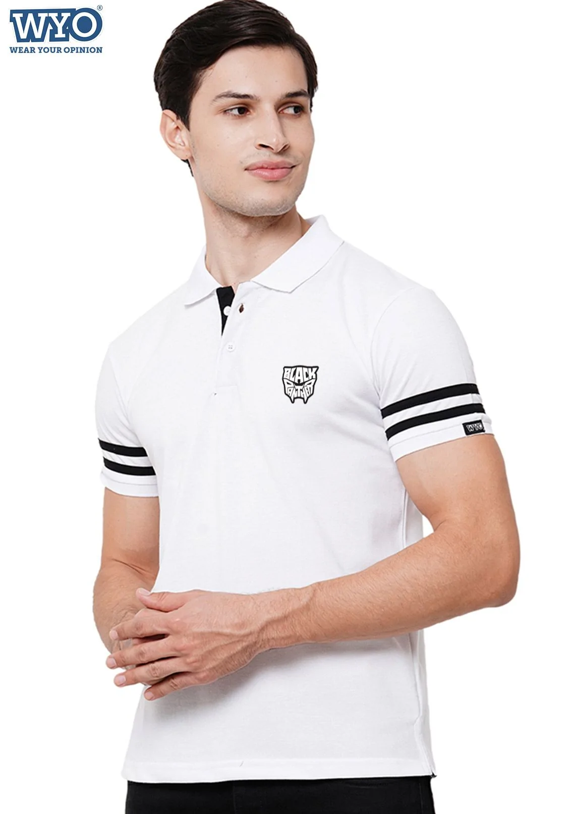 Superhero Black Panther Stripe Polo