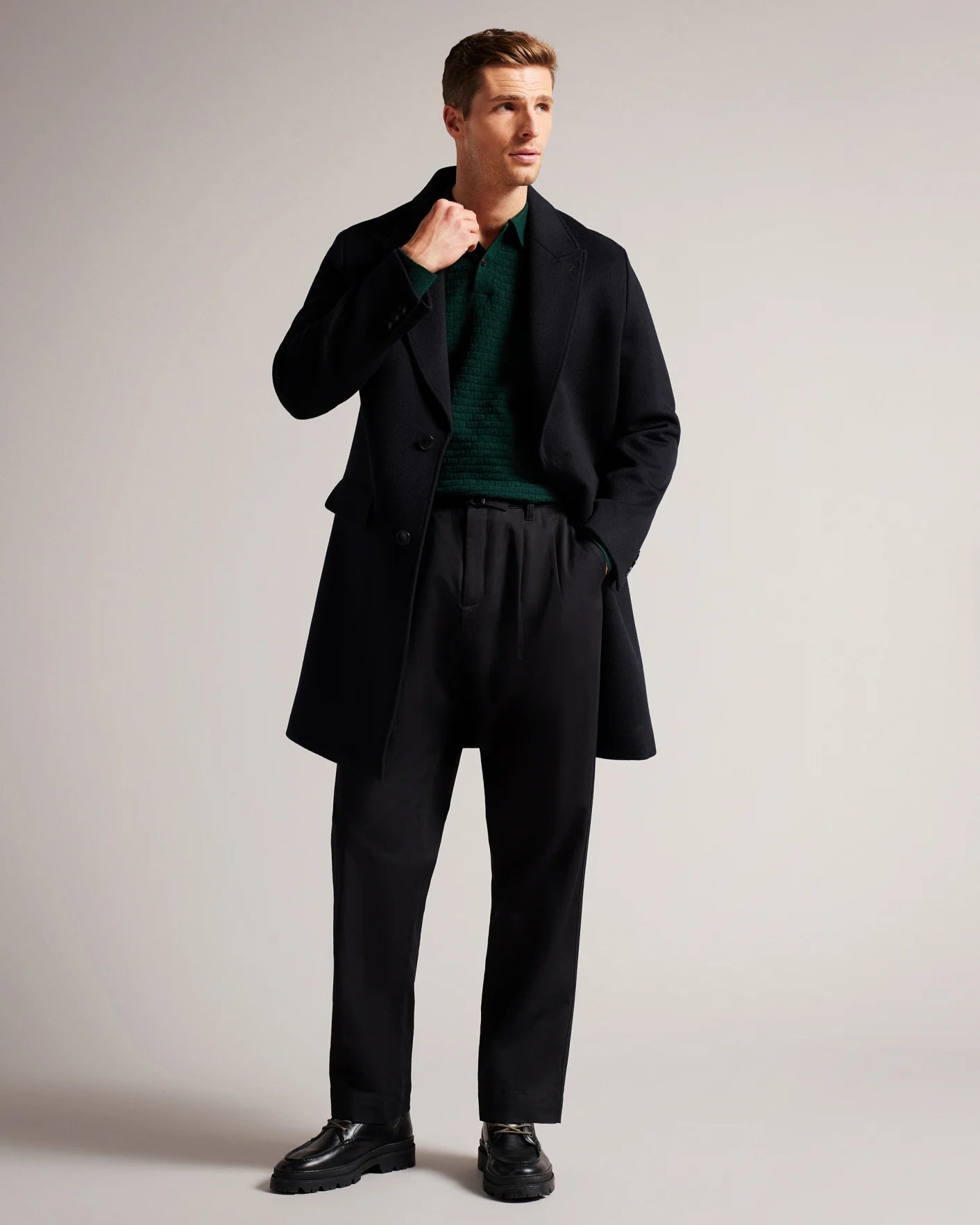 Ted Baker Wool Single Breasted Overcoat