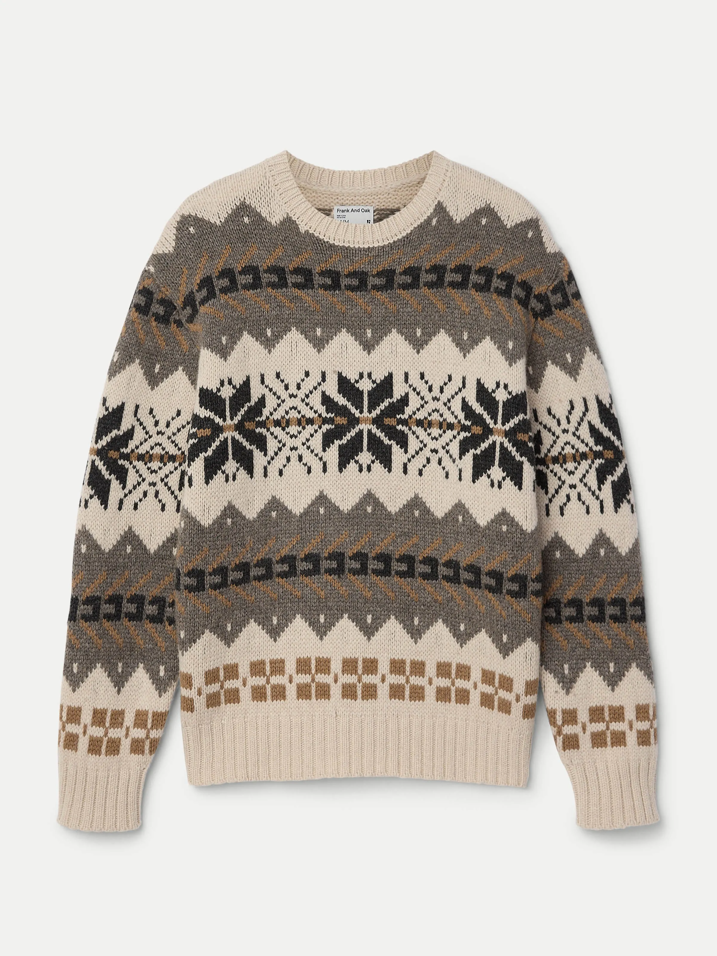 The Lambswool Jacquard Sweater  in Light Beige