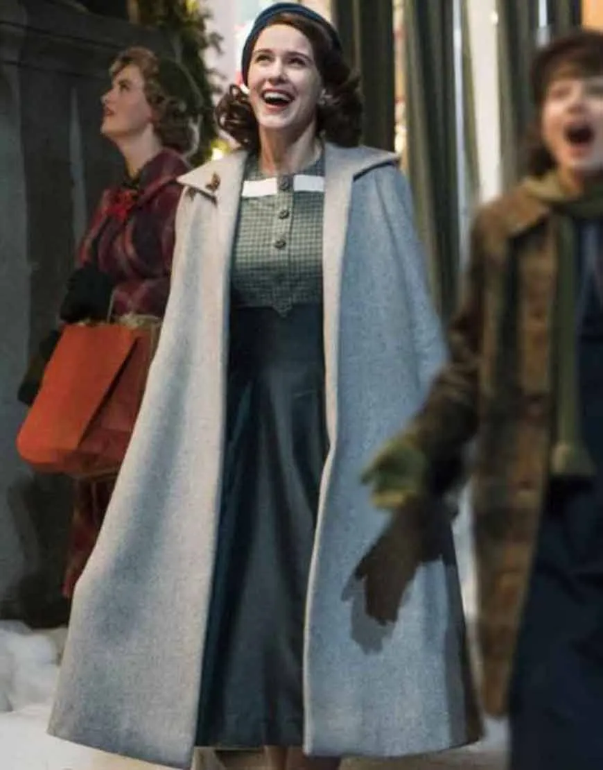 The Marvelous Mrs. Maisel Rachel Brosnahan Grey Coat| Ujackets.com