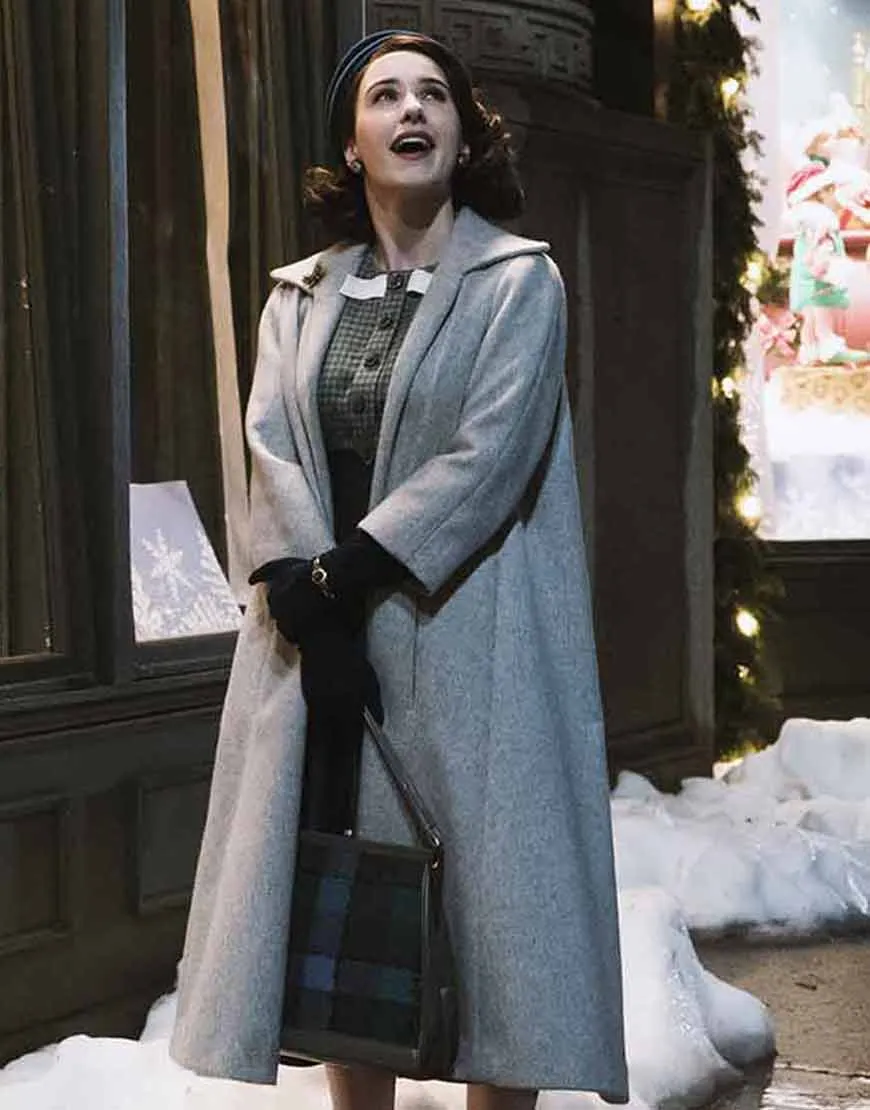 The Marvelous Mrs. Maisel Rachel Brosnahan Grey Coat| Ujackets.com