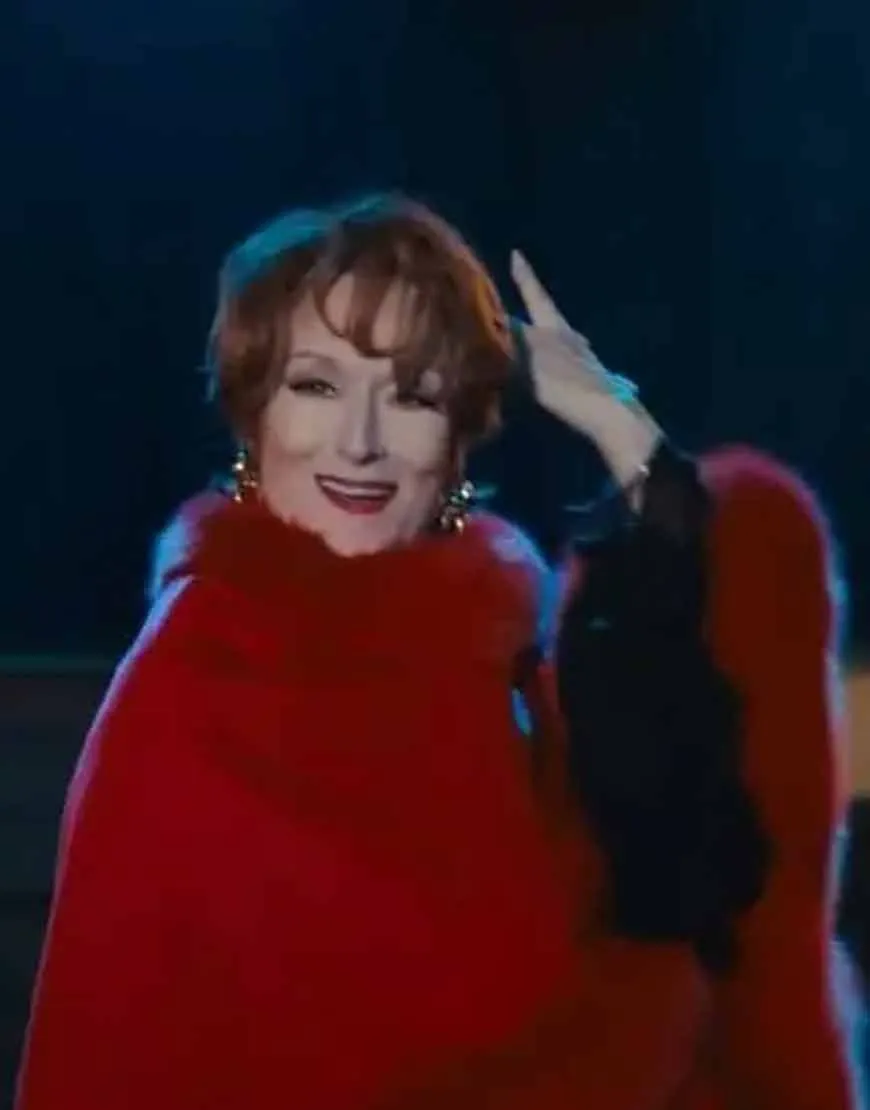 The Prom Meryl Streep Red Fur Coat | Dee Dee Allen Cape Coat | 50%Off