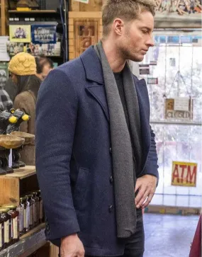 This Is Us S04 Justin Hartley Coat | Kevin Pearson Blue Woolen Coat