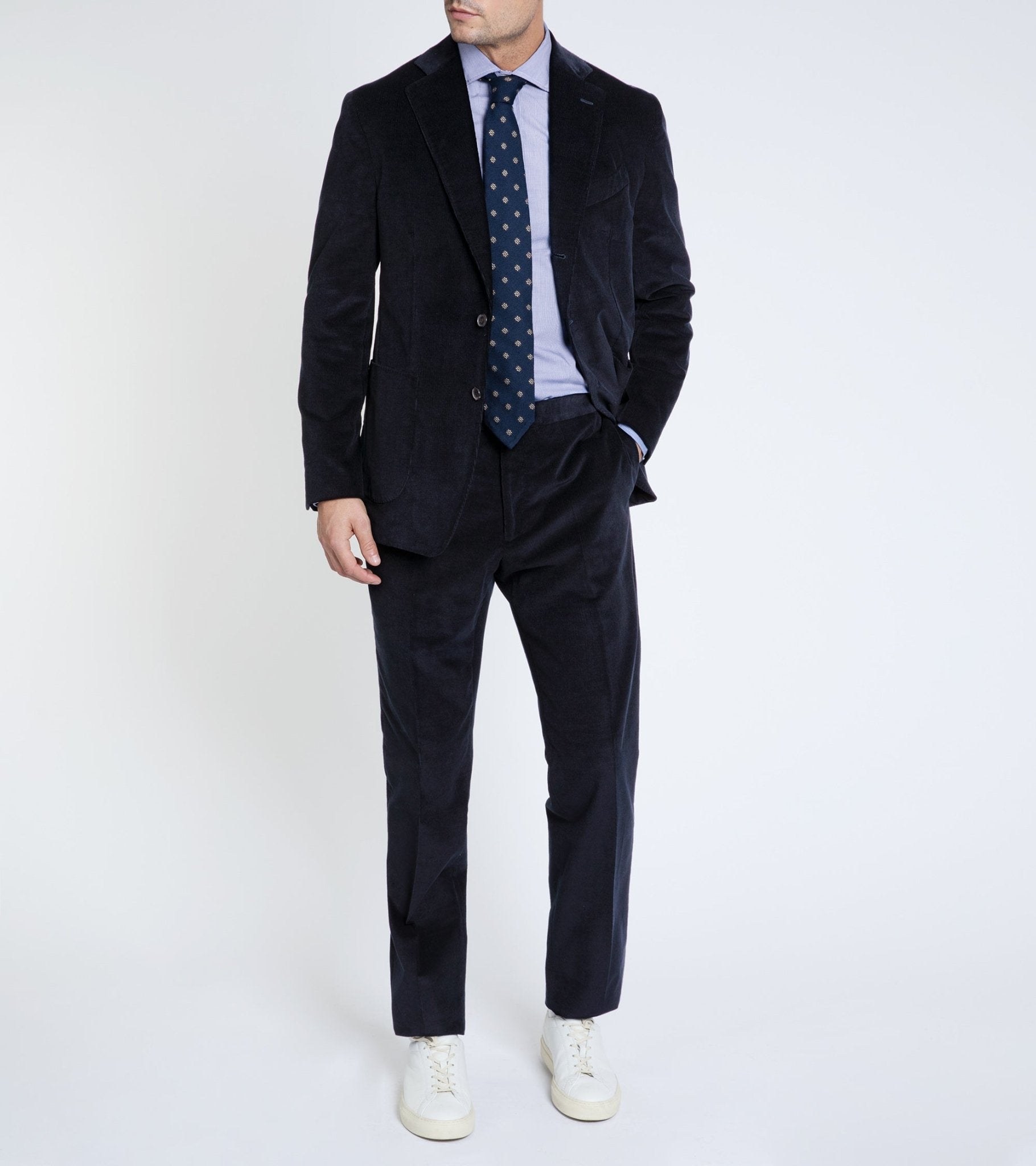 Trunk Wigmore Italian Cotton Needlecord Suit Trousers: Navy