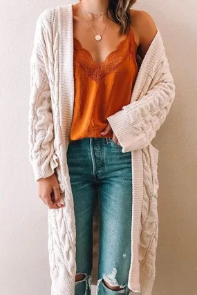 Twist Knit Pockets Cardigan