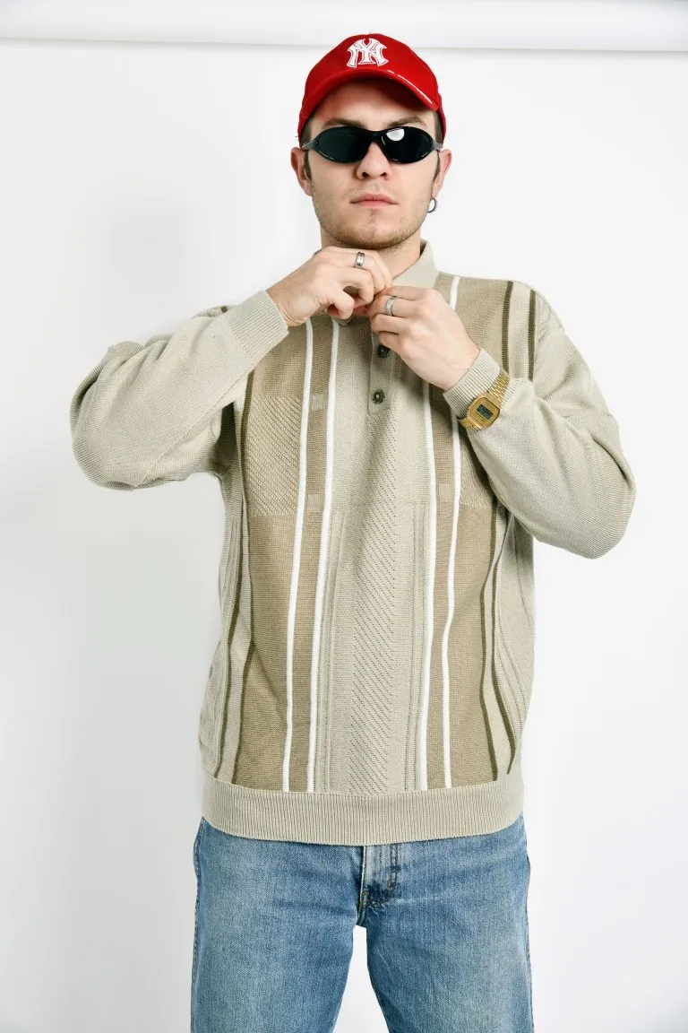 Vintage polo sweater beige