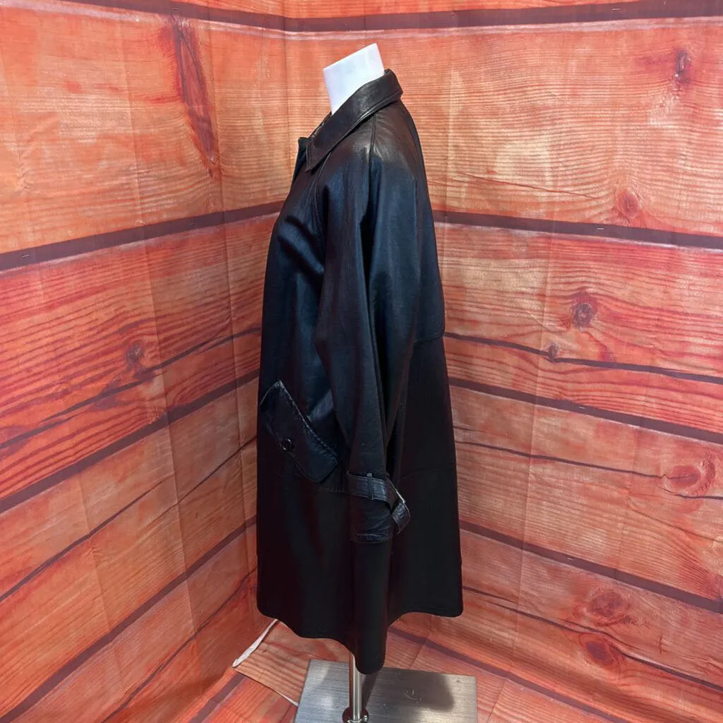 VNTG GEORGETOWN LEATHER DESIGN BLACK LEATHER COAT SIZE SMALL TCC