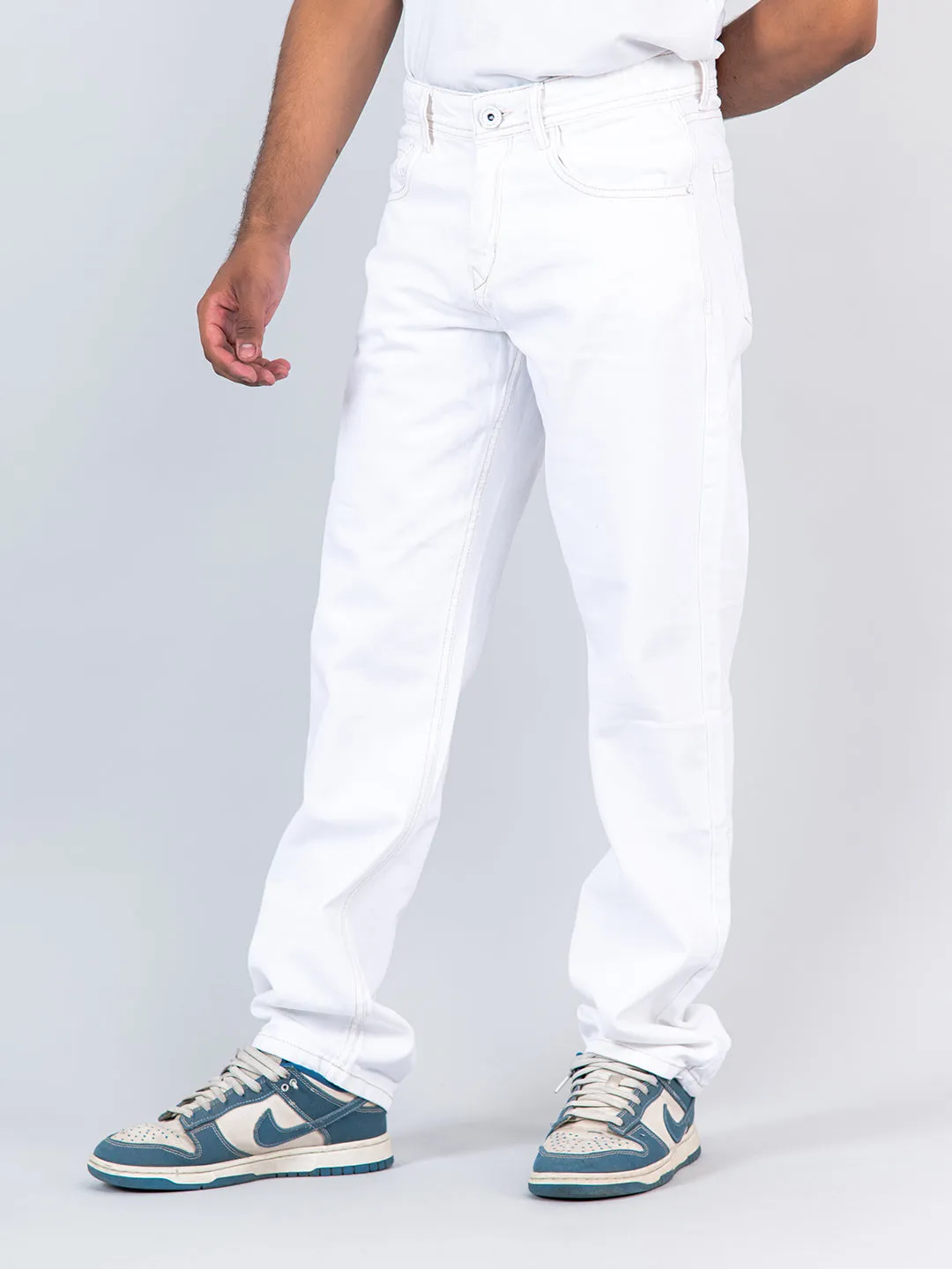 White Straight Fit Mens Jeans