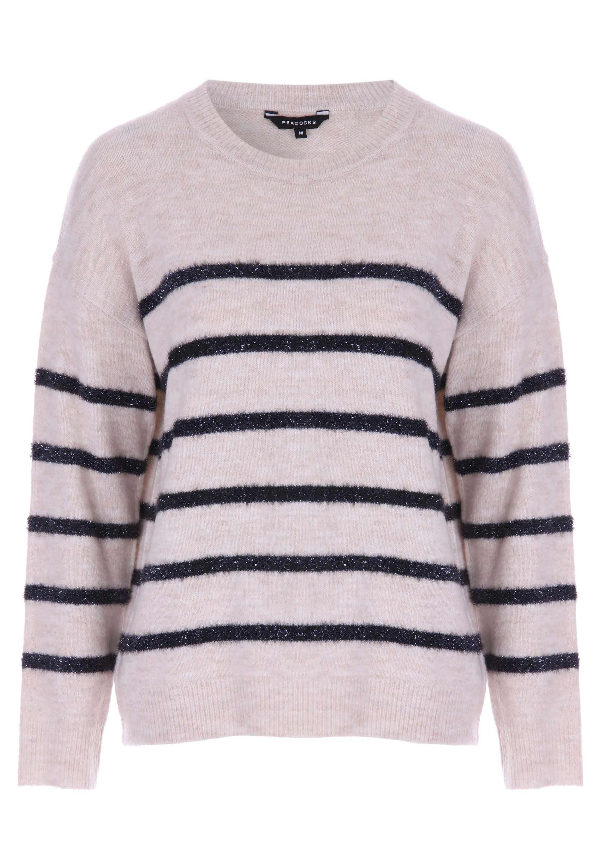 Womens Oatmeal Tinsel Stripe Knit Jumper