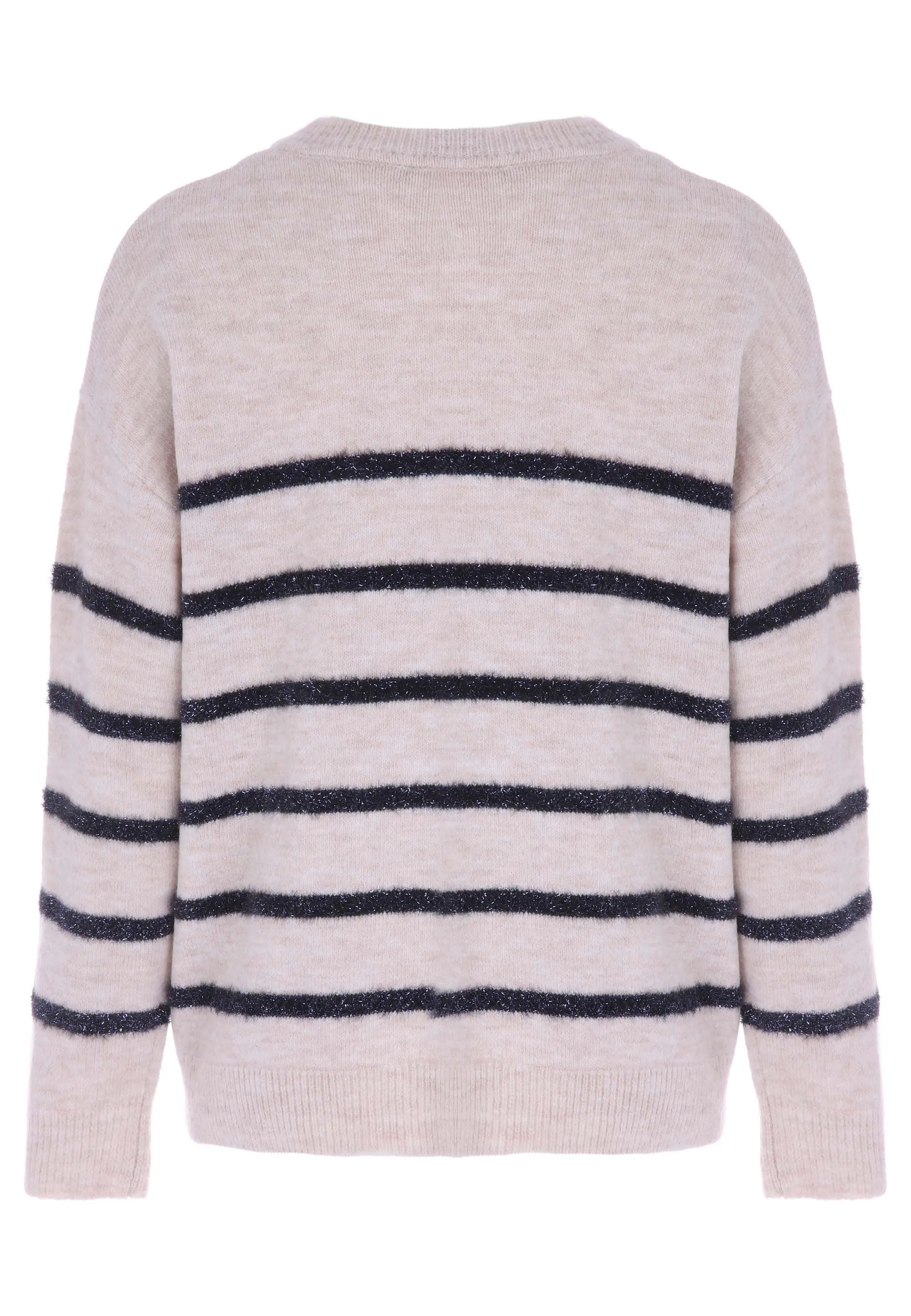 Womens Oatmeal Tinsel Stripe Knit Jumper