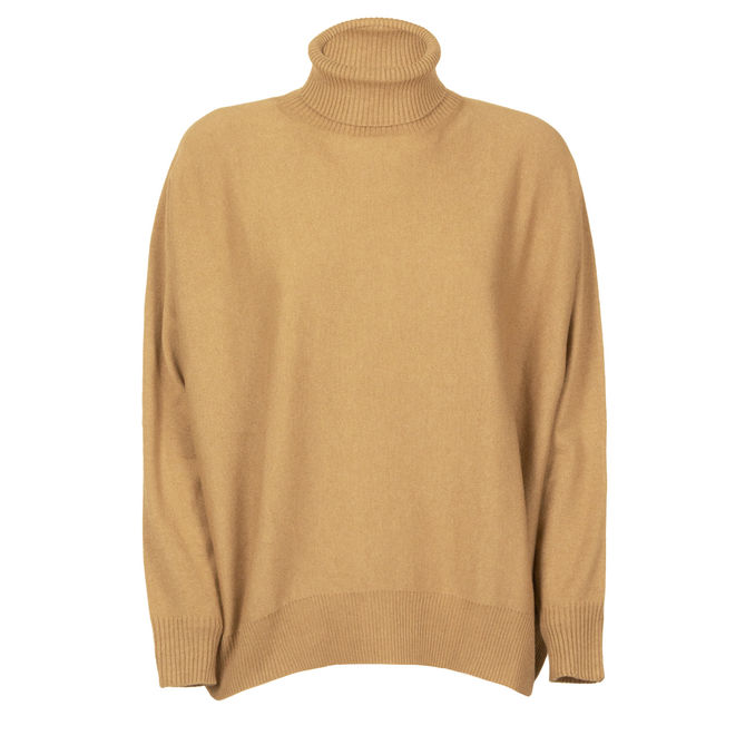 WOOL AND CACHEMERE TURTLENECK Woman Camel