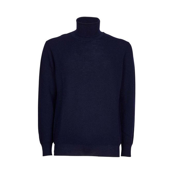 WOOL KNIT TURTLENECK Man Navy