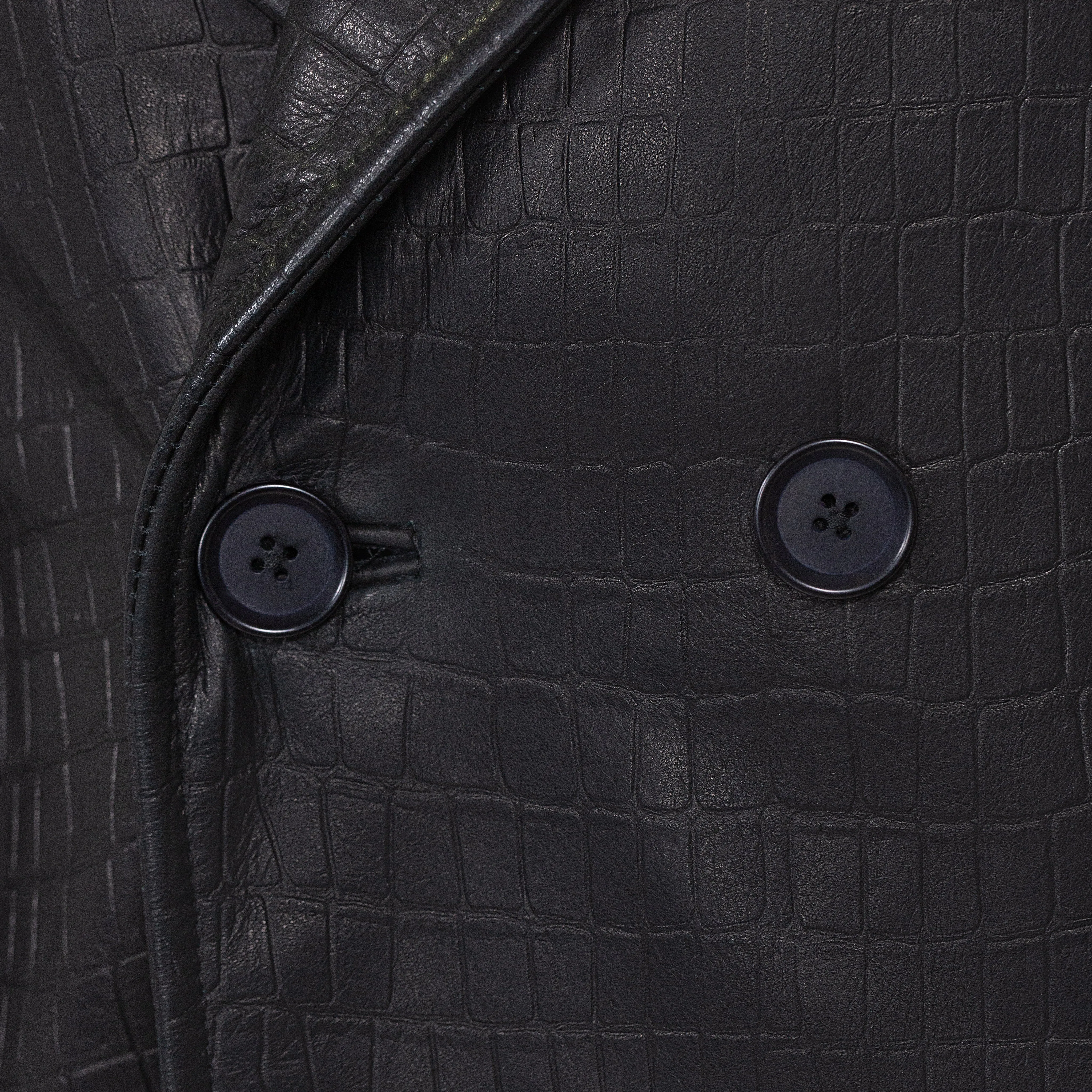 Xman double breasted embossed (alligator style) leather coat #3130