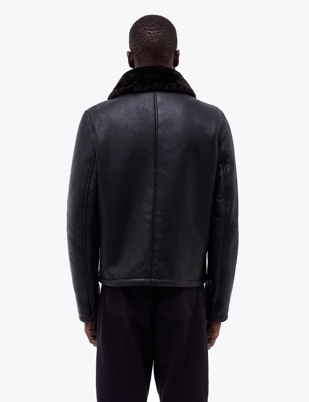 YMC Budgie Sheepskin Coat (Leather) - Black