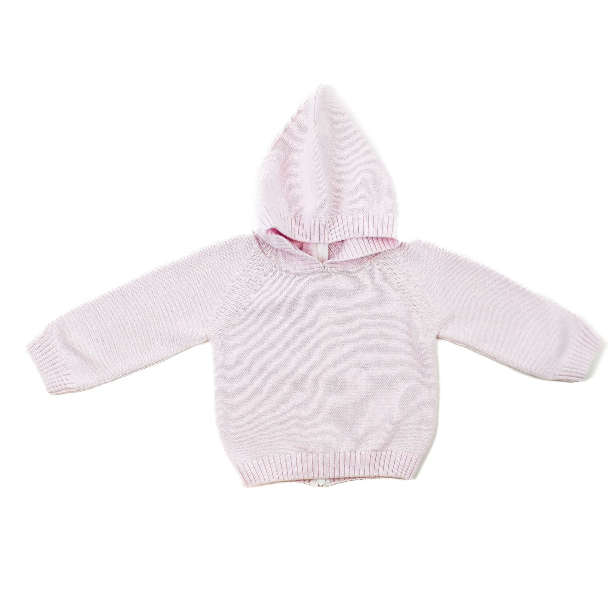 Zip Back Hoodie with Raglan Sleeve - Pink